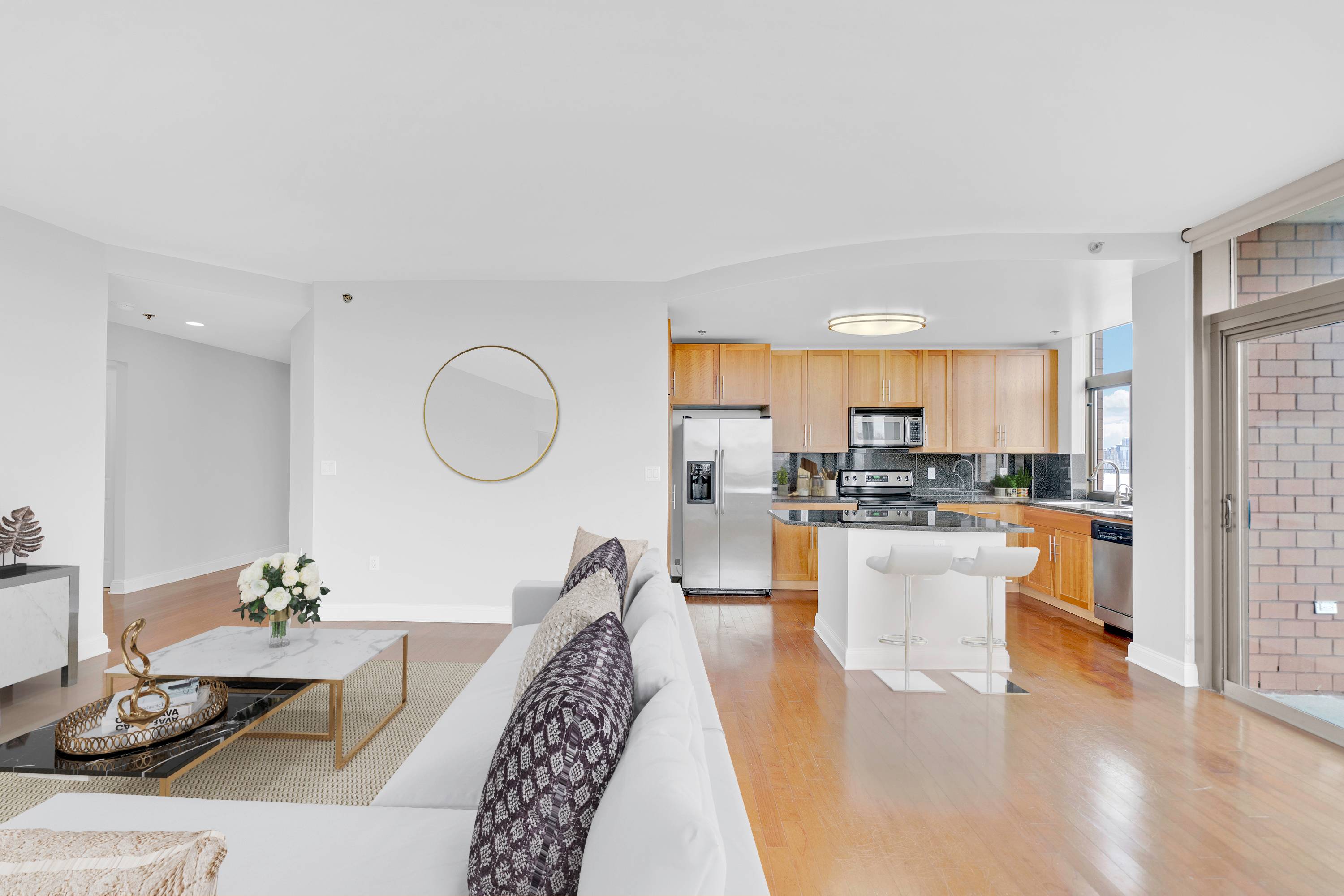 1225 Sqft 2 Bedroom 2 Bath Apartment Now Available at The Riello in Edgewater NJ.  Laundry In Unit.  Walk In Closet! Large Outdoor Balcony!