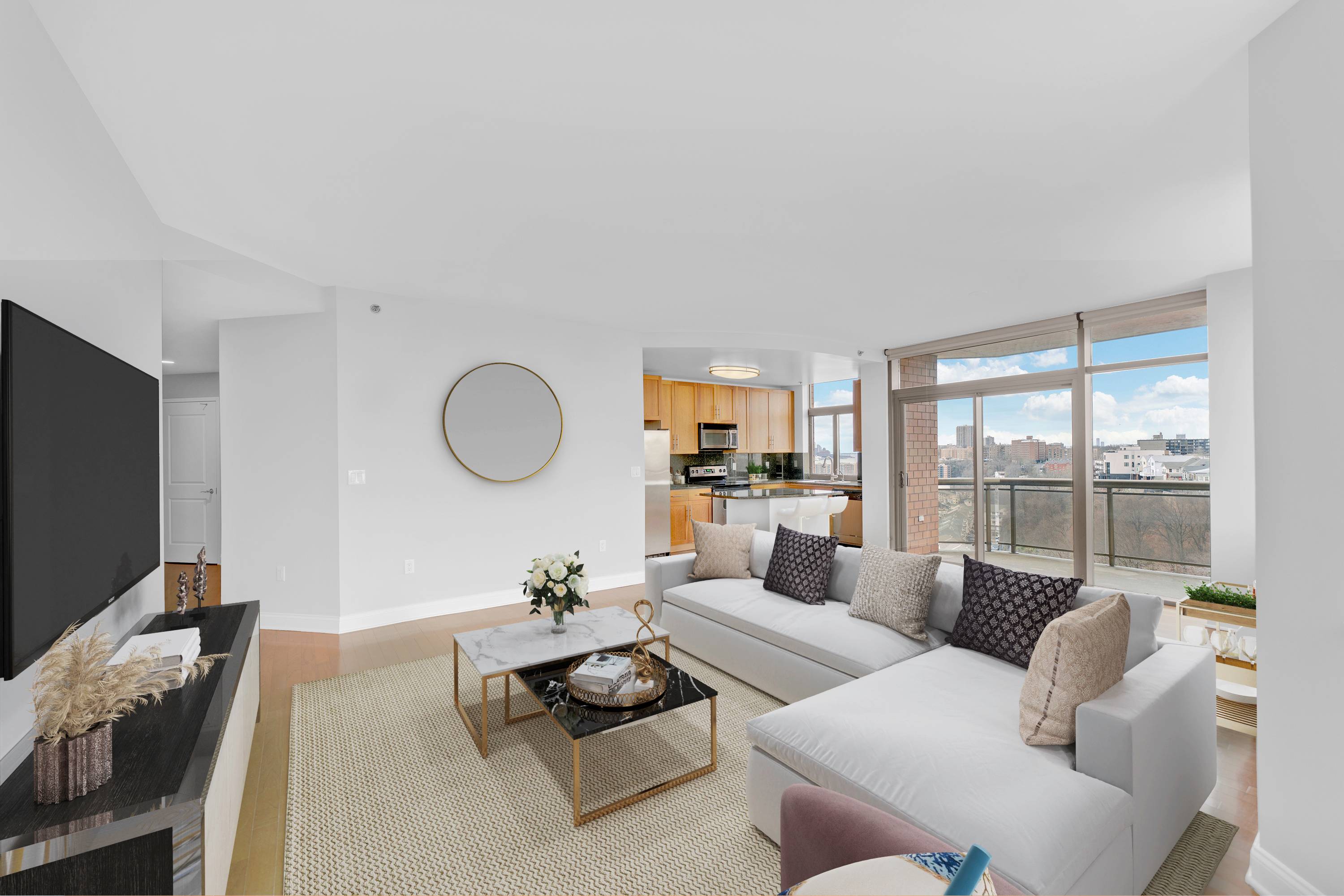 South West Views of NYC!  2 Bedroom 2 Bath Apartment Now Available at The Riello with Outdoor Balcony/Terrace!