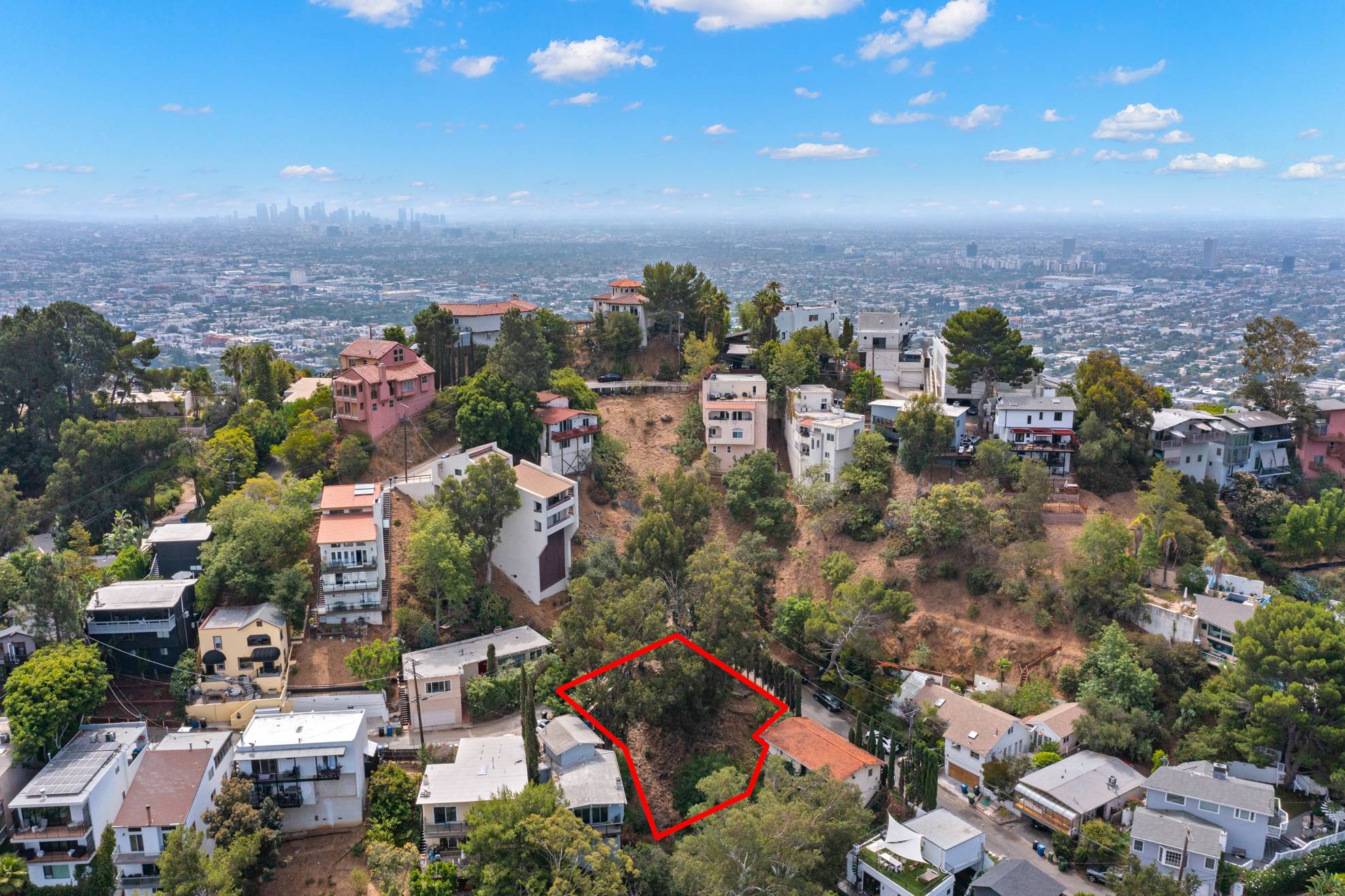 Aerial views of Los Feliz and Hollywood Hills California Stock