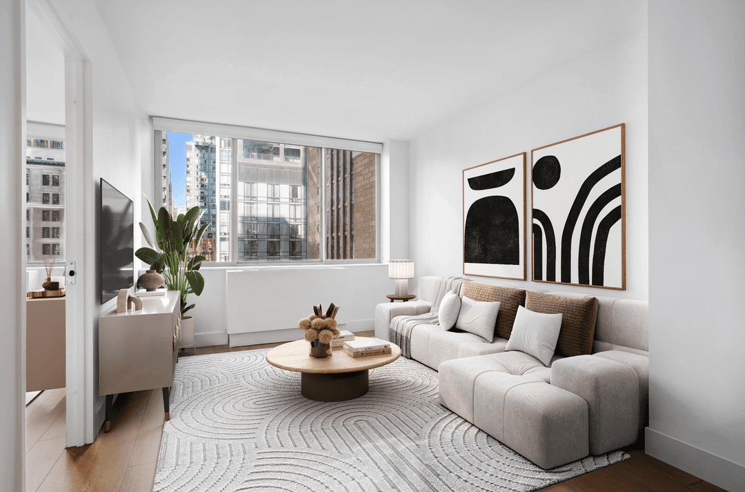 1 bed / 1 bath in Full Service Building with Balcony and In-unit W/D