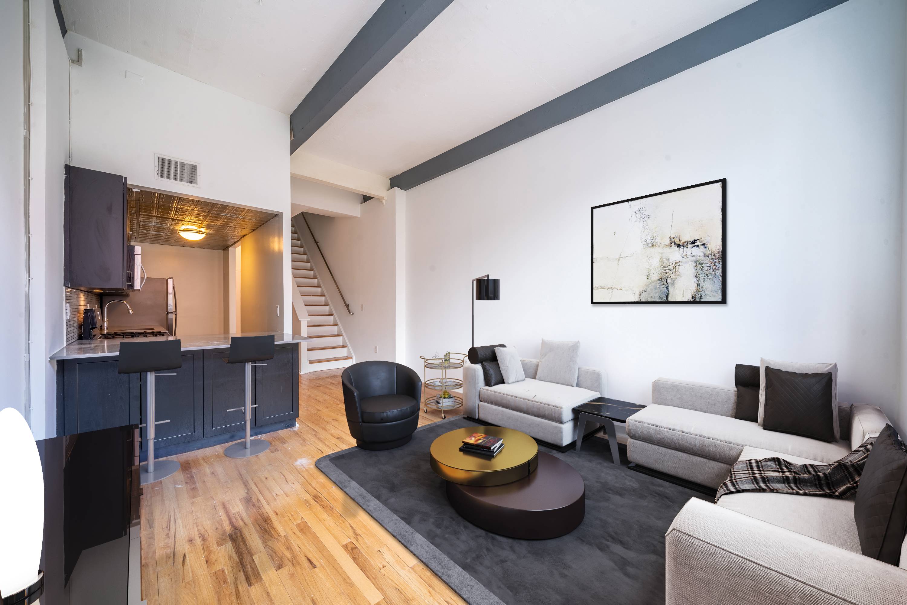 1 Bedroom W/Den 1.5 bath Duplex Soho-Style Loft located in the heart of Downtown Hoboken!  Studio - 3 Bedroom Homes!  No Broker Fees! Close to Washington Street, Hoboken Path and Lightrail!