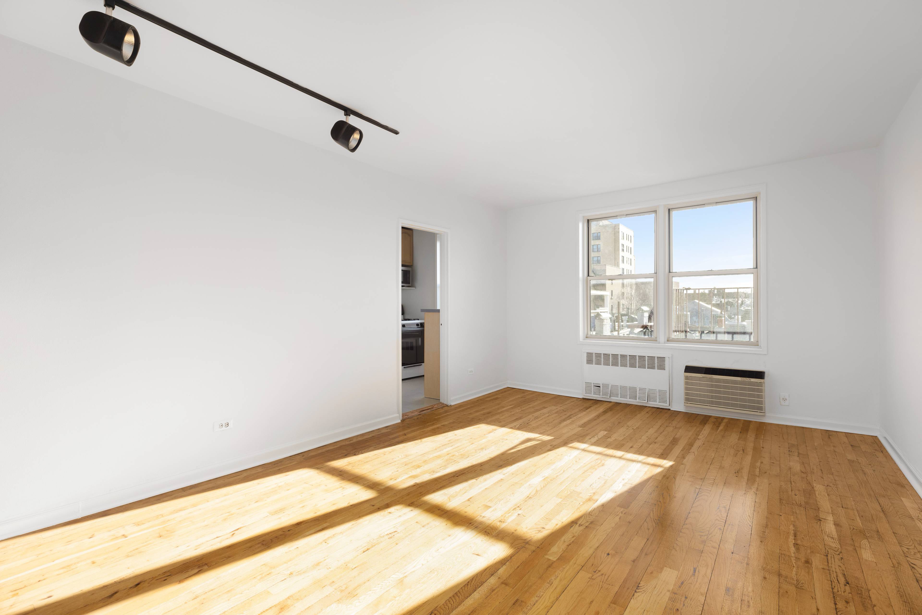 Bright Spacious Park Slope Studio in mid century elevator building - best Berkeley Place location - back & front yards, laundry, super, key fob, etc. - close to everything