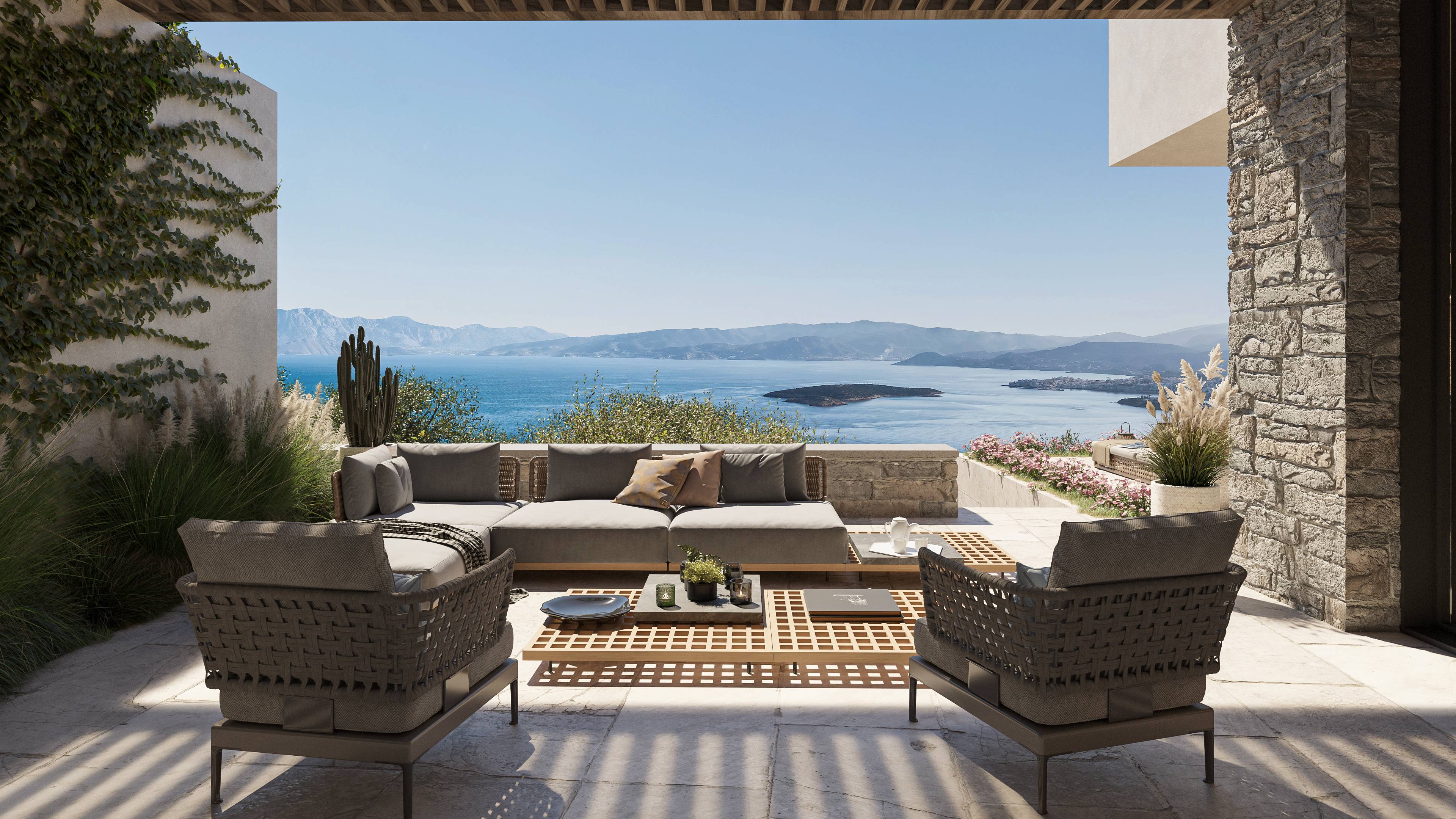 Luxury 4/5-Bedroom Seafront Villa in a Sustainable Private Resort in the Heart of Crete with Maid or Guest Quarters, Infinity-Edge Swimming Pool and Full Sea Views
