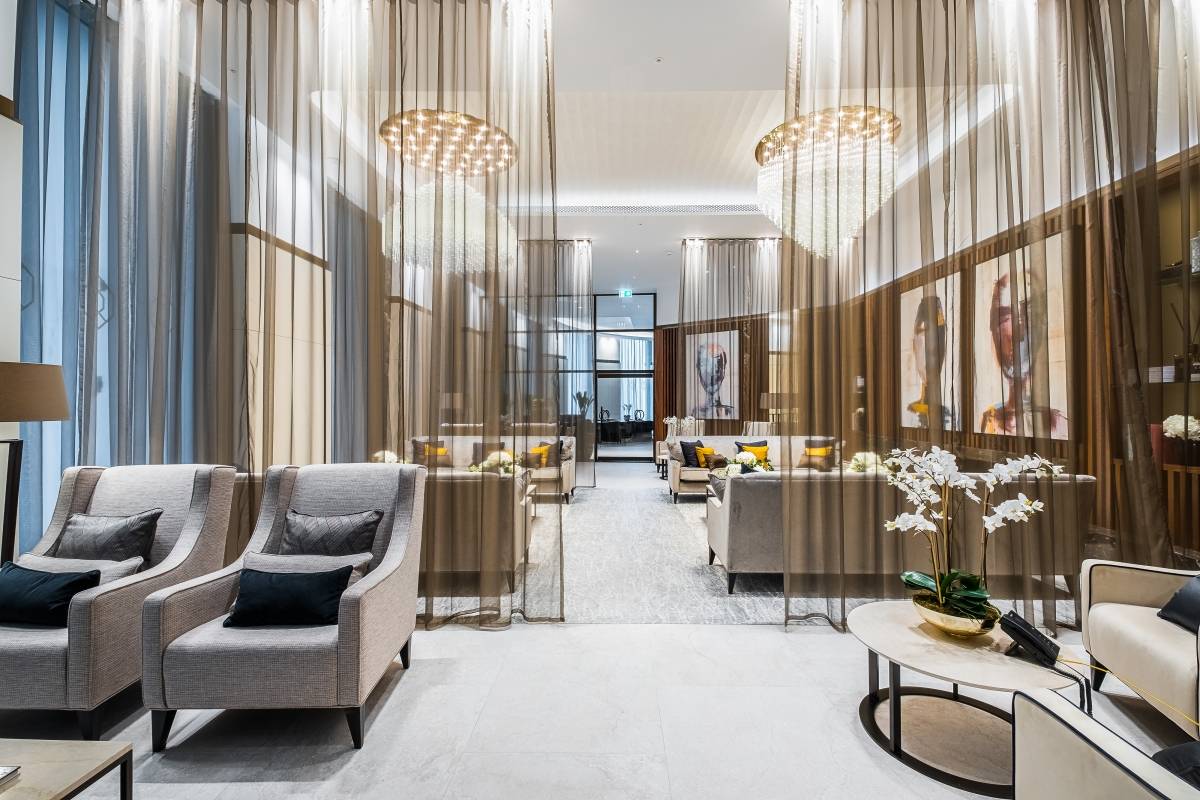 A modern one-bedroom apartment in the luxurious Garrett Mansions Residence.