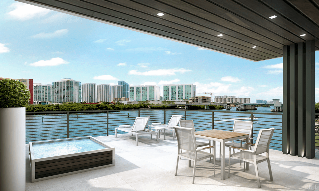 Miami Beach Waterfront Luxury Townhouse | Expansive 4-Story, 4-Bedroom Townhouse with Panoramic Water Views near Sunny Isles