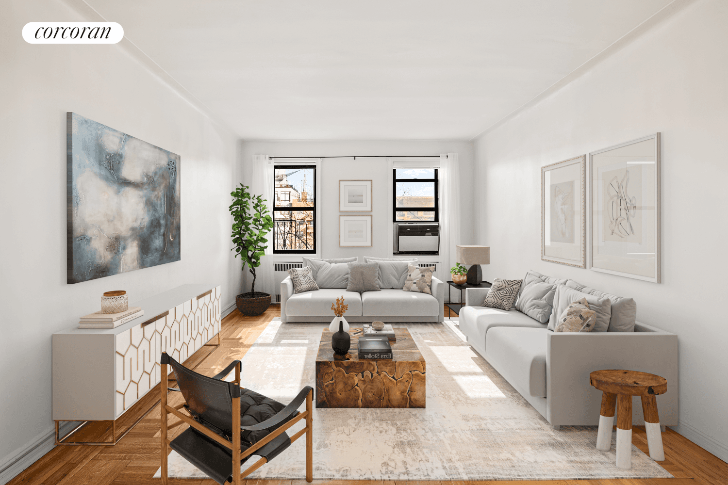 Welcome to 300 Ocean Parkway, Apartment 5N, a spacious and sunlit two bedroom, two bathroom residence with approximately 1270 sq ft of living space.