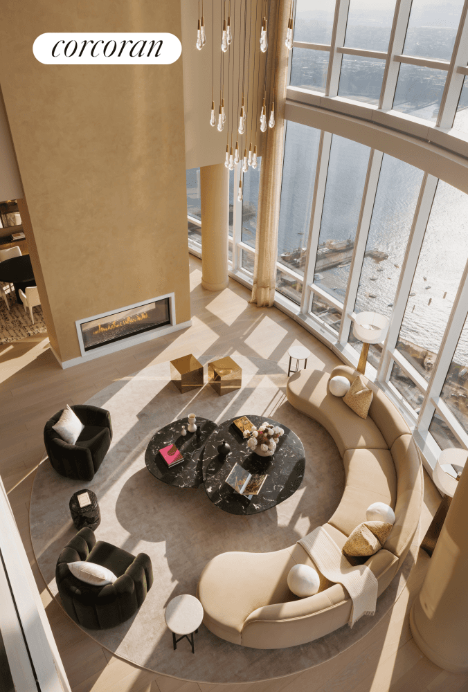 DOUBLE HEIGHT DRAMA WITH SWEEPING VIEWS OF THE HUDSON RIVER FROM EVERY ROOM.