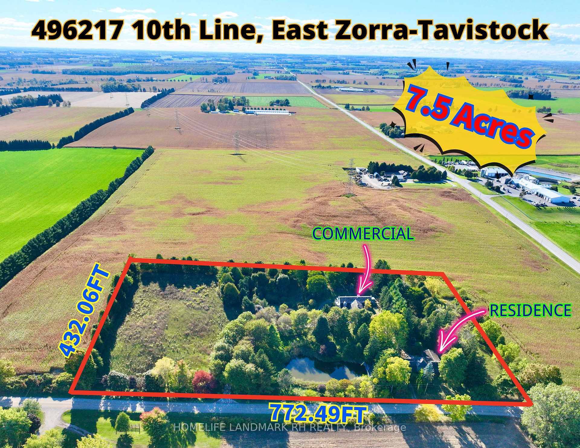 Live and Work ! 7. 5 Acres property w large private pond surrounded by mature trees.