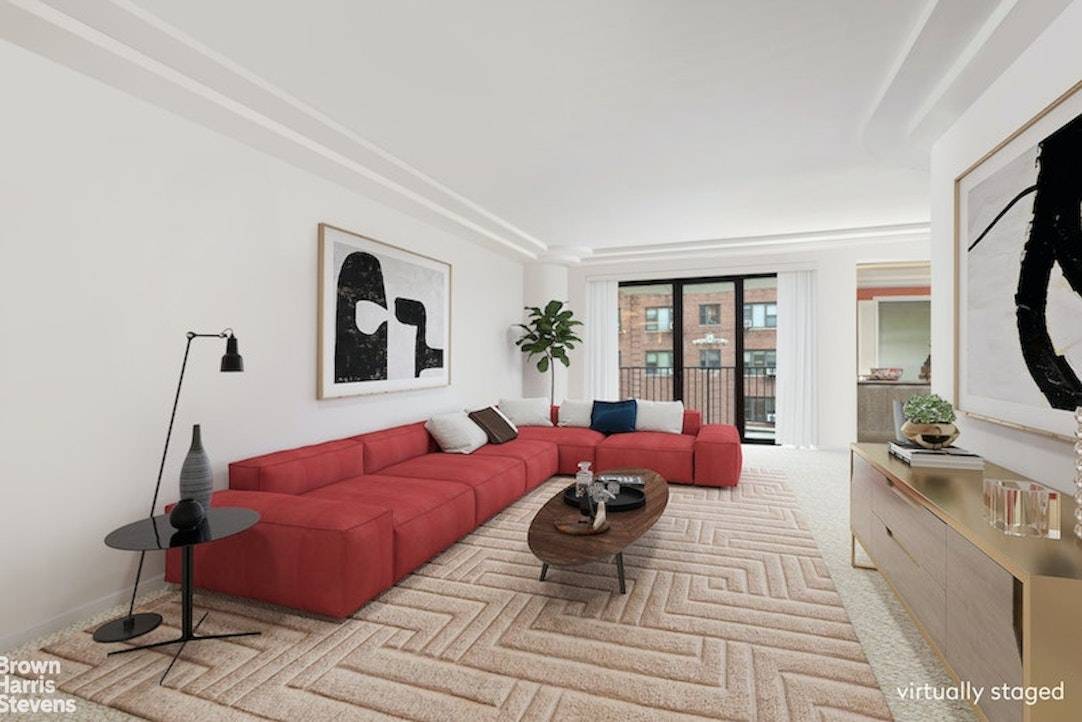 This spacious renovated corner 5 room apartment has 2 bedrooms and 2 baths and is one of the best values in the building for the amount of space you get.