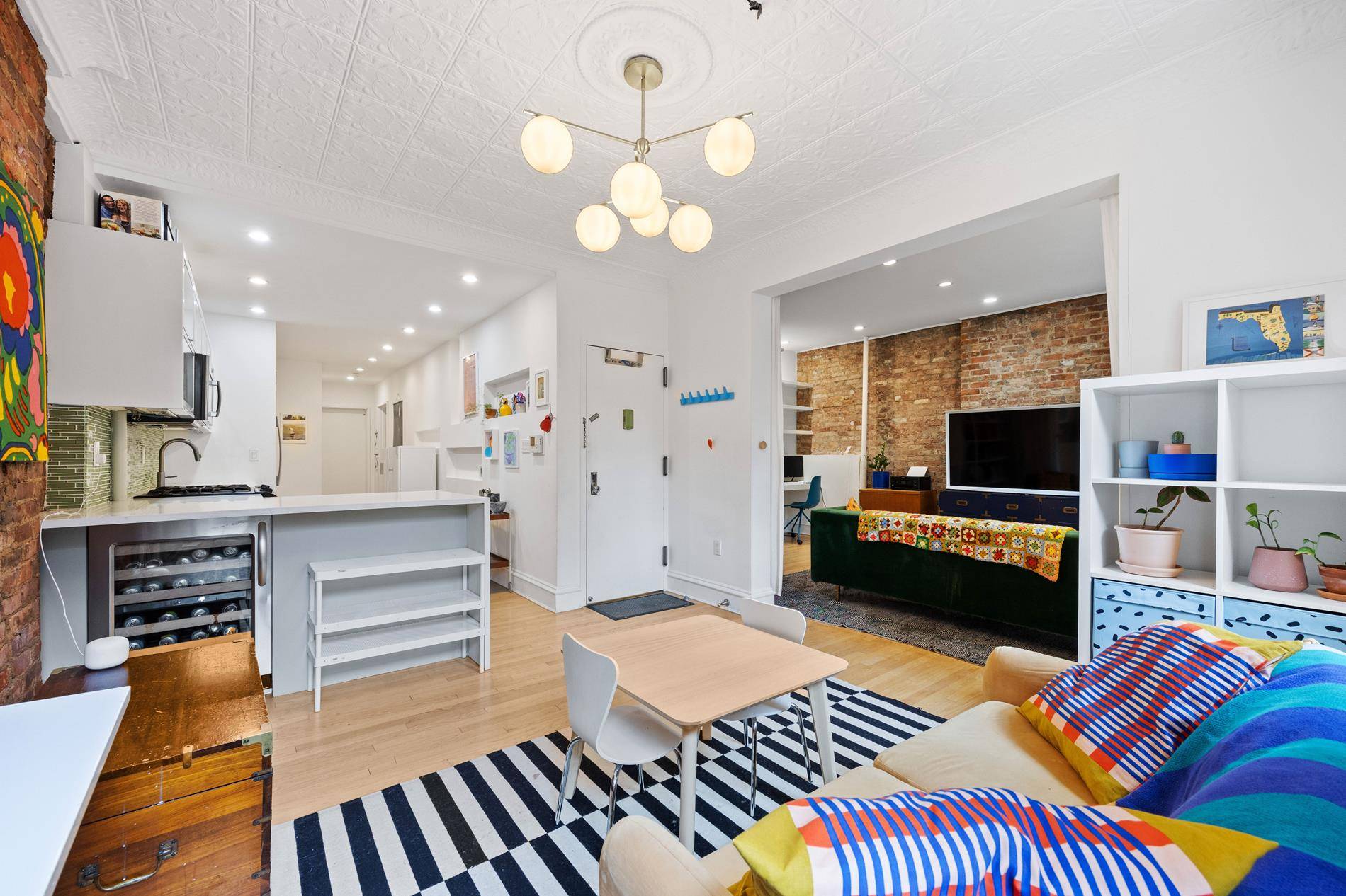 The only two bedroom two bathroom unit in this boutique coop in Carroll Gardens has its own private hallway to add to its uniqueness.