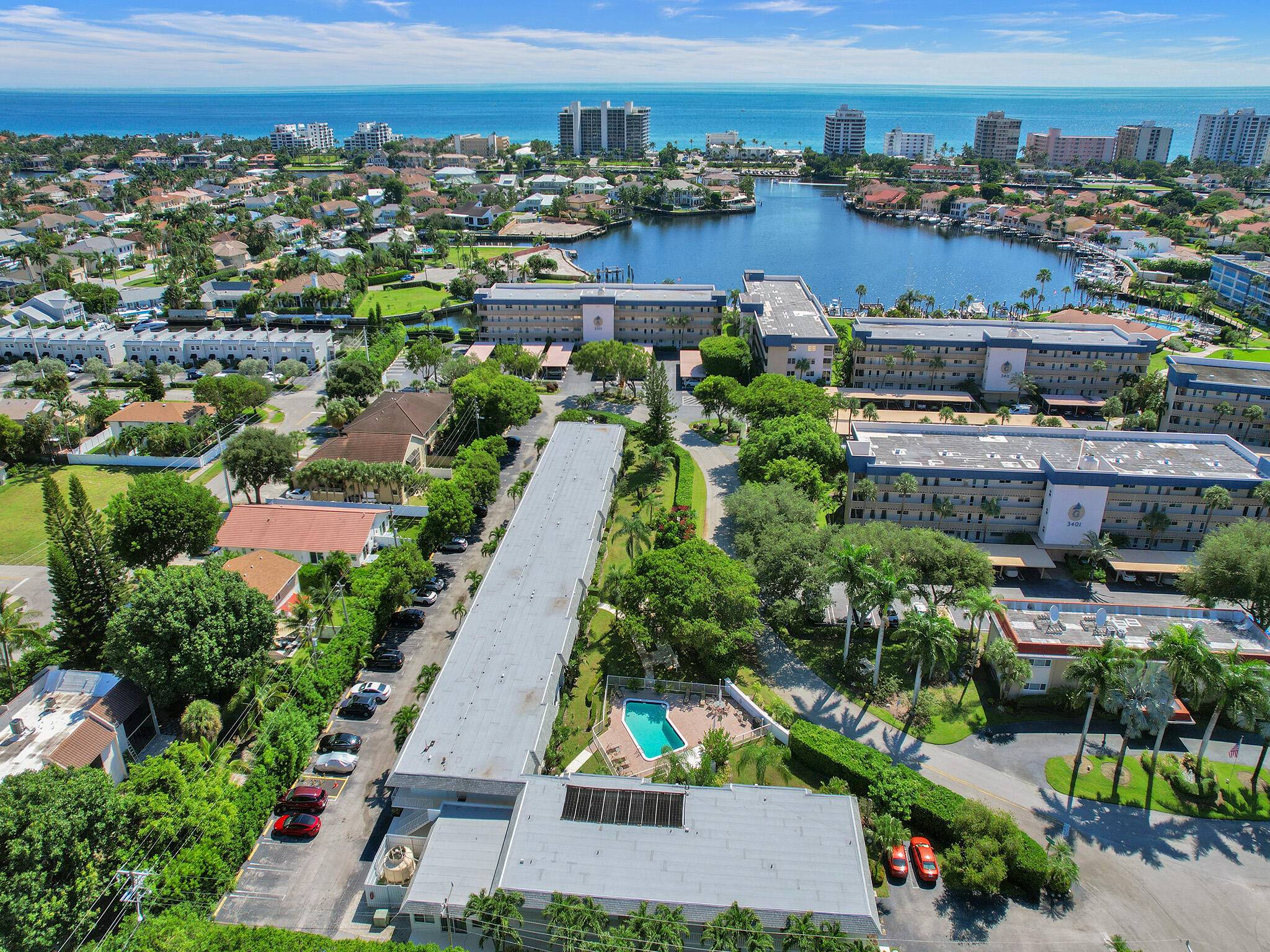 Updated fully furnished 2 bed 2 bath top floor residence with the ultimate East Delray address just a stone's throw away from Intracoastal Waterway and beach !
