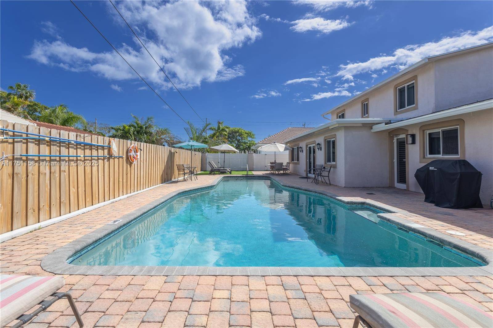 5 3 fully fenced yard with private 45 FT heated saltwater pool.