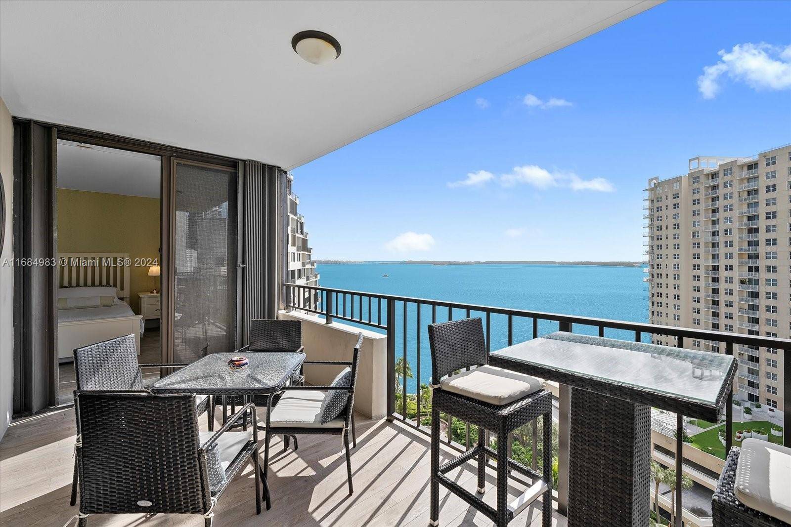 A spectacular unit featuring 2 bedrooms and 2 full baths, with a gorgeous water view from the Master bedroom and from the open balcony !