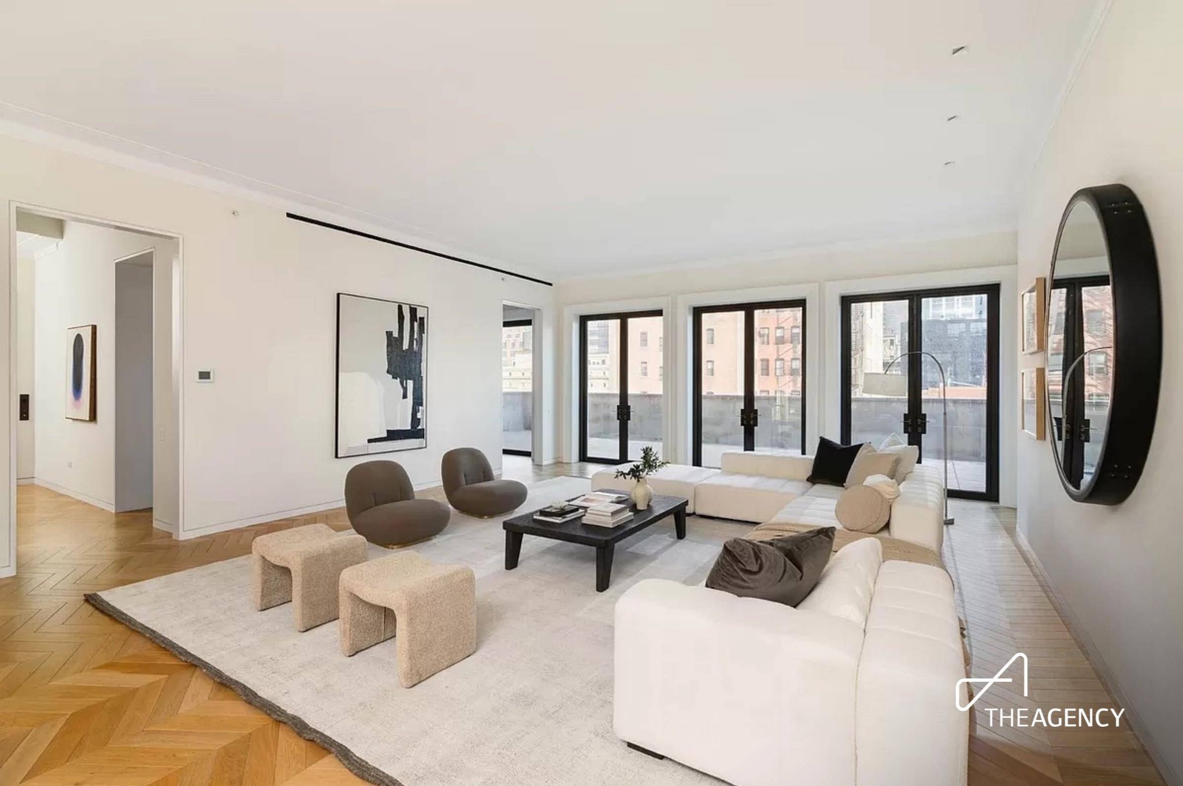 This exceptional duplex penthouse, designed by AD 100 architect Steven Harris, seamlessly blends modern and traditional design across 4, 596 square feet.