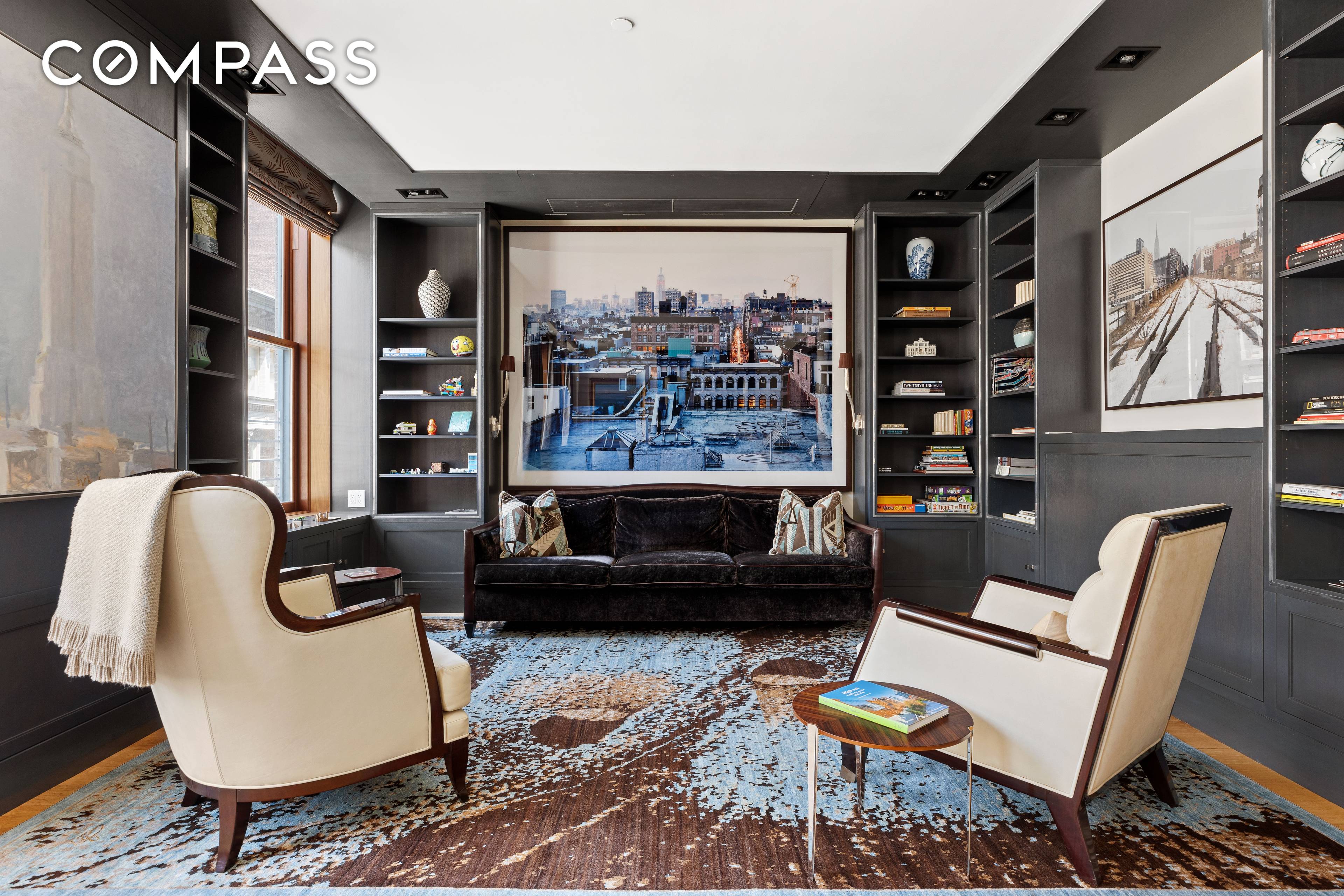 This exquisite triple mint residence enjoys a semi private elevator landing, boasts soaring 11.