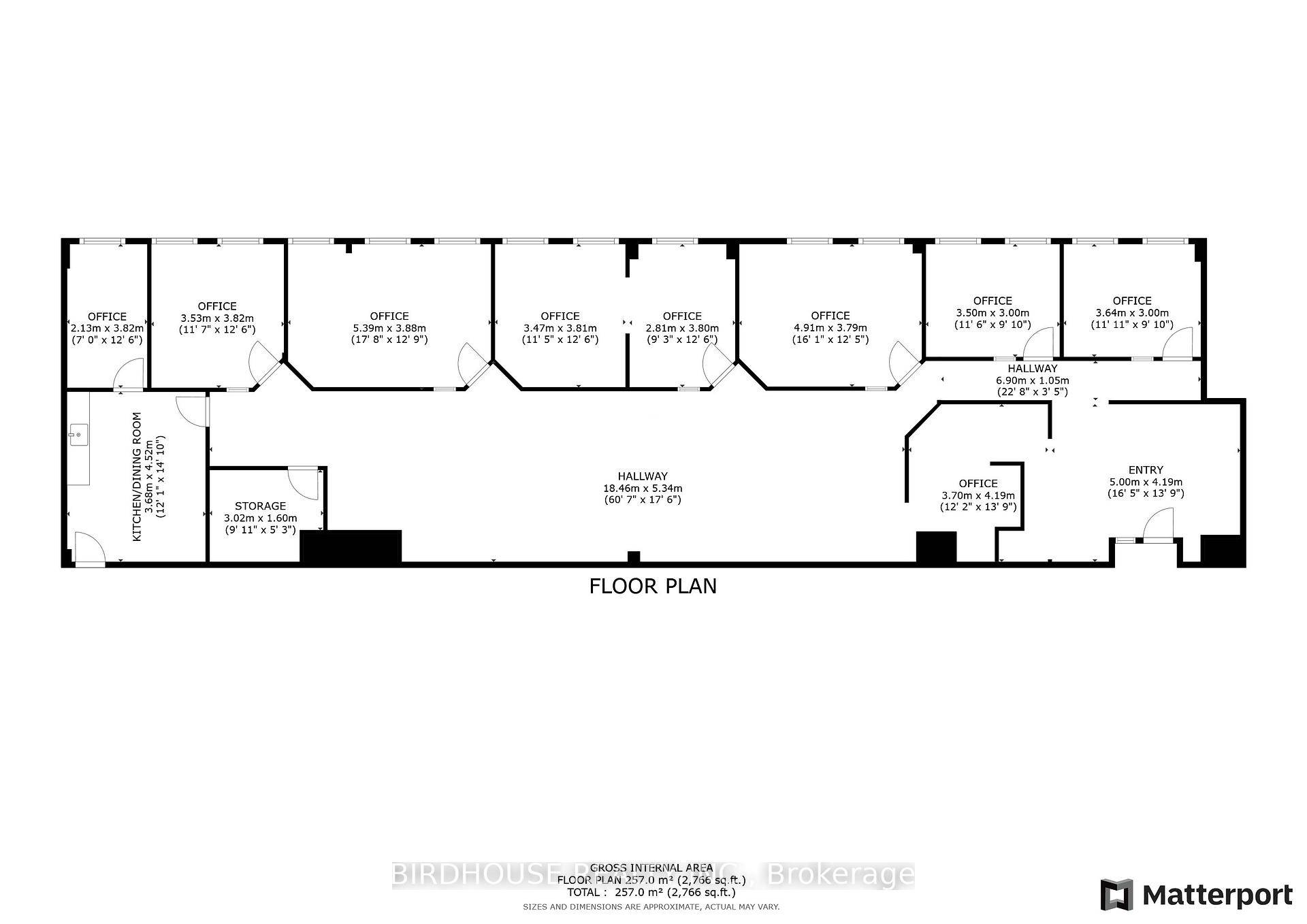 Second Floor 3458 Sq Ft Unit For Large Office Or Could Be Demised Into A Smaller 1500 Sq Ft Unit.