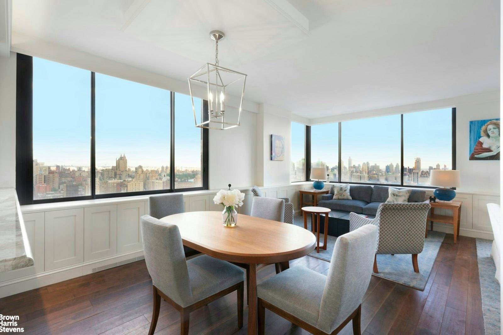 High in the tower, a rare opportunity to own this fabulous corner, 2 3 bedroom home, with spectacular panoramic Central Park, City and Hudson River views.