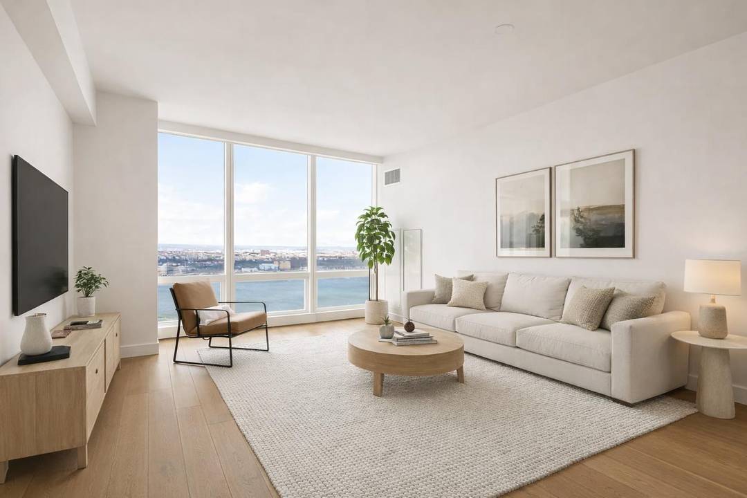 Sun drenched 1 bedroom residence offering approximately 1, 044 SF with soaring 10'10 ceilings and stunning western exposure showcasing breathtaking sunset views over the Hudson River.