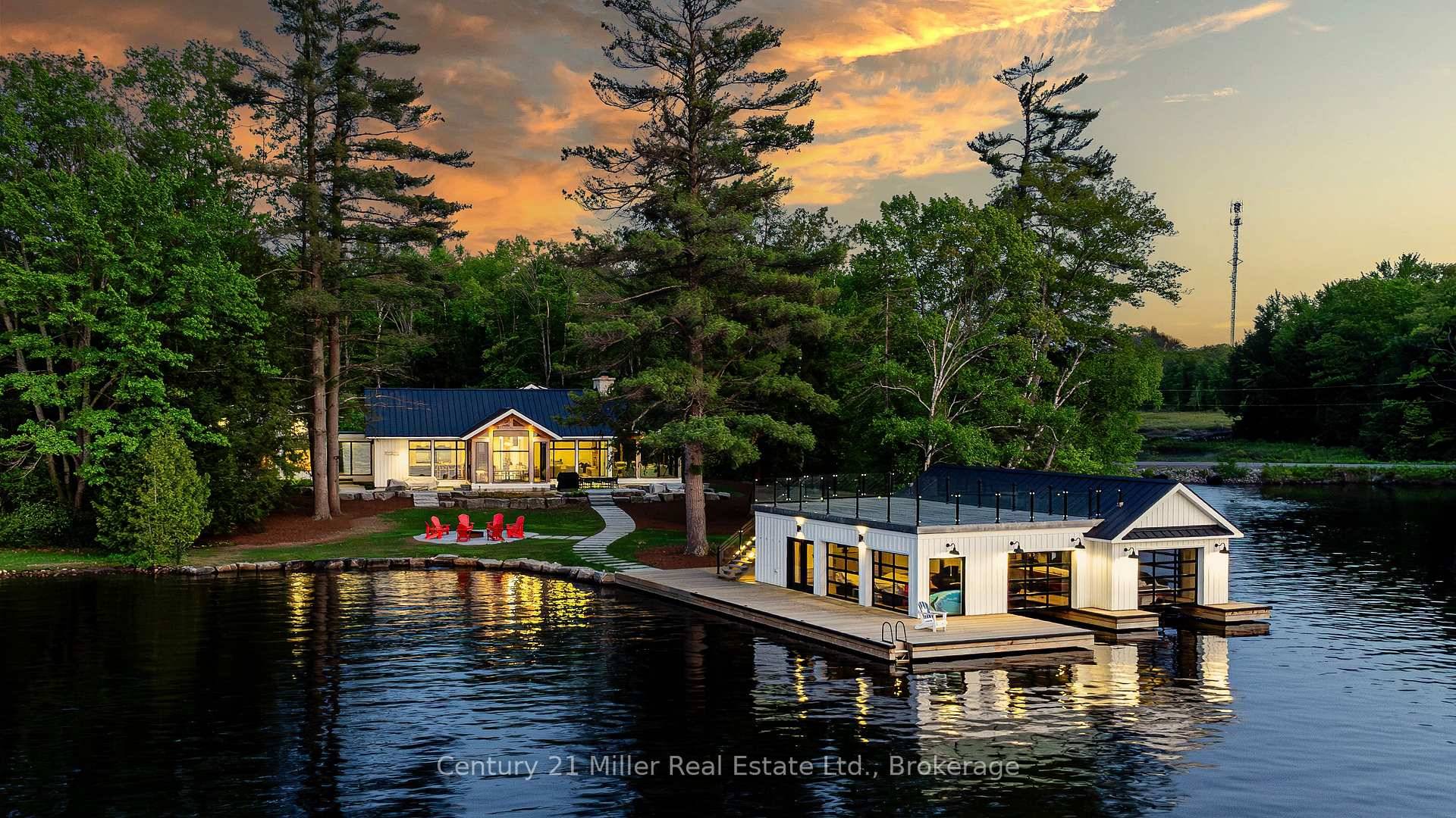 This luxuriously appointed, custom built retreat is set on a spectacular level lot with over 500 feet of pristine waterfront, offering unmatched privacy, breathtaking sunset views, and the quintessential Muskoka ...