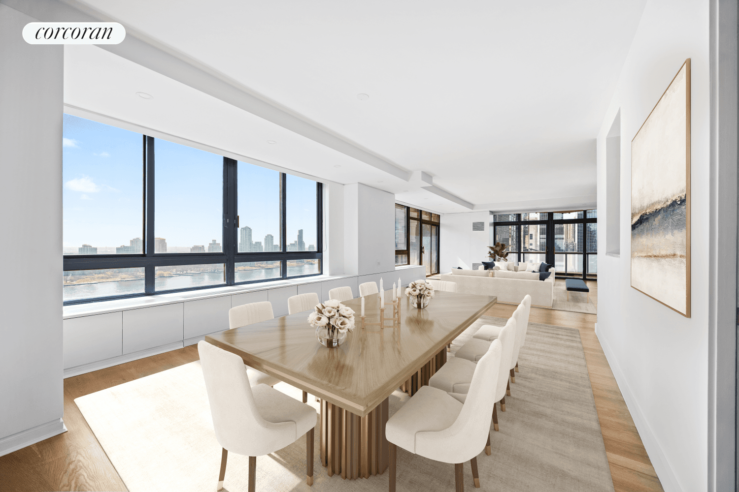 Brand new renovation just completed in apartment 33AB a rarely available, high floor, corner apartment boasting a 65' foot long expanse of spectacular East River views at 100 United Nations ...