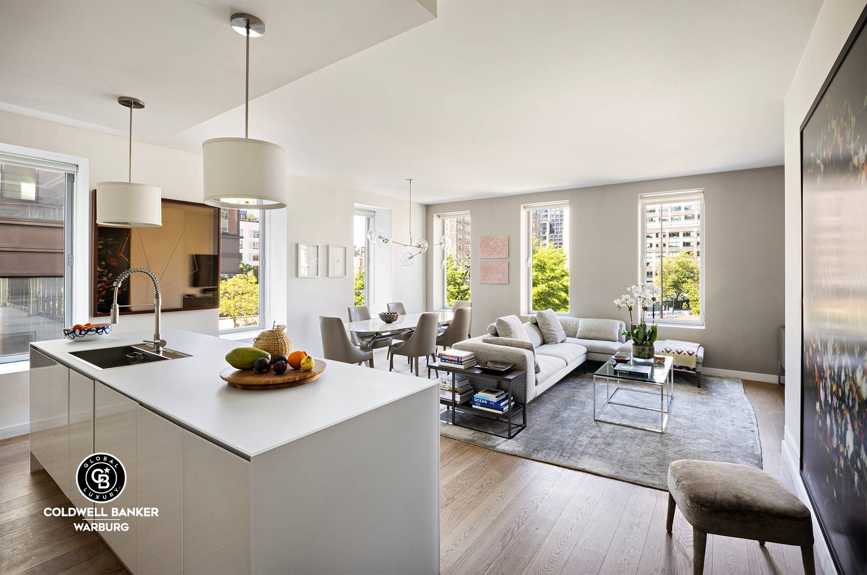 Move right in to One York Street Residence 3B, the perfect 1, 532 square foot 2 bedroom, 2 bath in the heart of Tribeca.