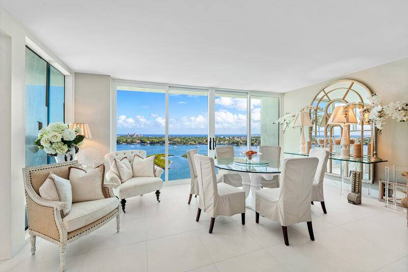 This stylish RENOVATED residence offers east west exposures, floor to ceiling windows with expansive views of the Intracoastal, Palm Beach Island, and Atlantic Ocean.