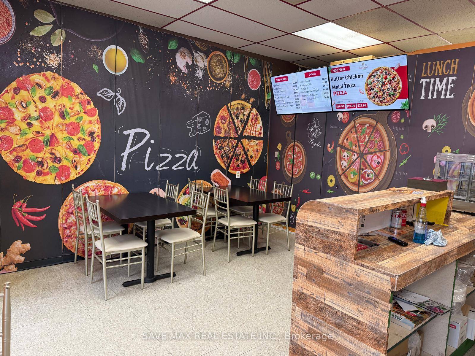 Non franchise pizza business located in a high traffic area, close to Upper Canada Mall, a GO station, schools, a mosque, and surrounded by Residential Condo Buildings.