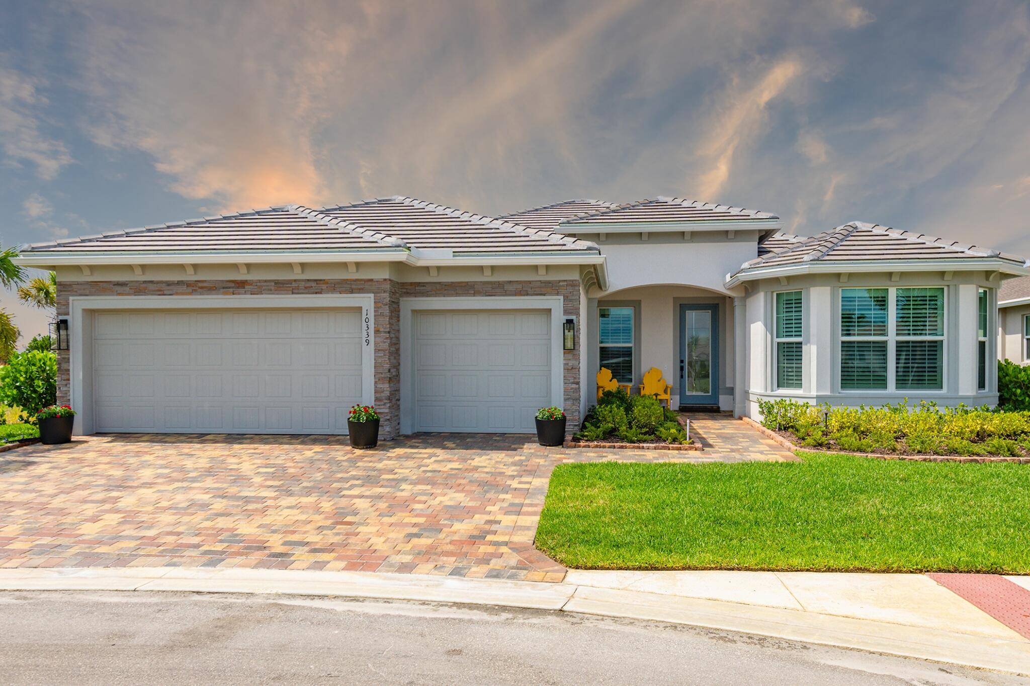 Experience unmatched privacy in this stunning 3 bed, 3 bath flex room, 3 car garage home built in 2024 in Del Webb at Tradition.