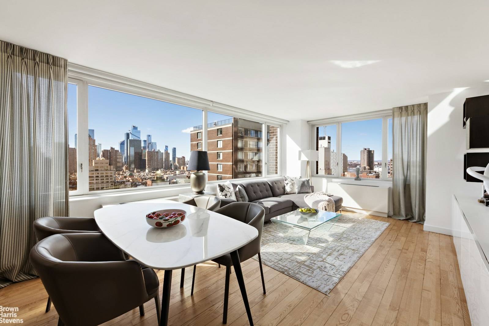 Tastefully designed and decorated, this three bedroom is on the south west corner facing the river.