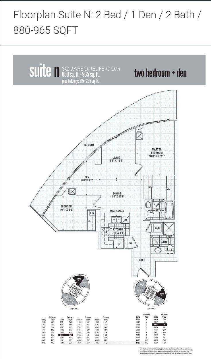 This 2 bedroom den, 2 bathroom suite offers approximately 900 sq.