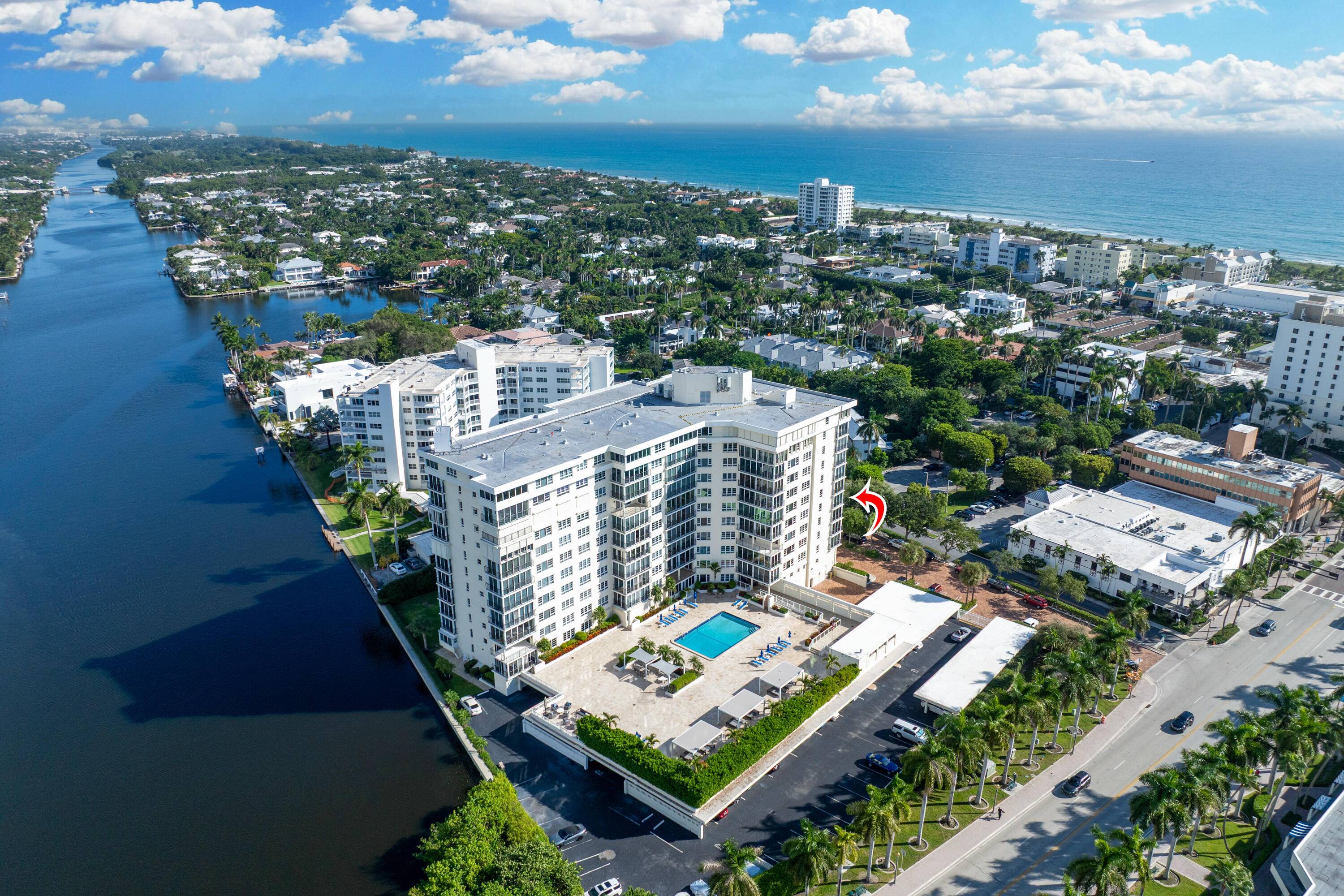 Spacious 2 bedroom, 2 bath corner unit is one of the largest units available in this full service building in desirable Delray Beach.