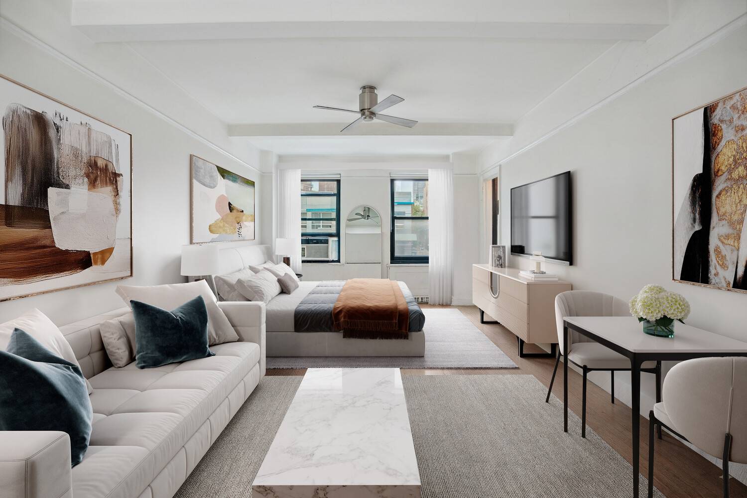 Residence 3I is a charming, oversized studio apartment that is perfectly situated in the heart of the Chelsea neighborhood in New York City.