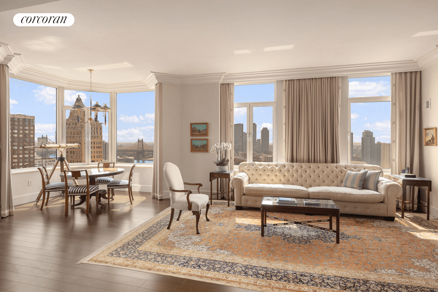 Flawless ! Comprising the entire half of the 25th floor, this enviable 3 bedroom 3.