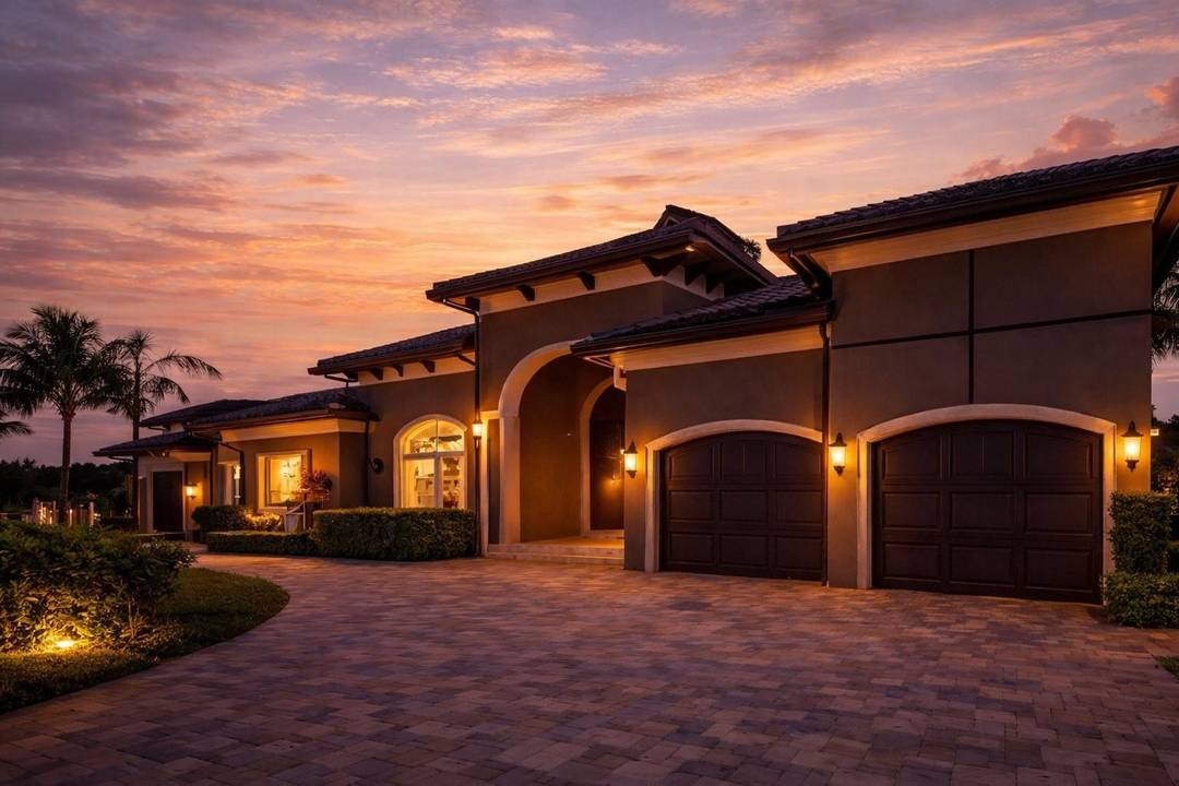 Custom built, single story concrete waterfront estate in the heart of Lighthouse Point, south of Sample Road.