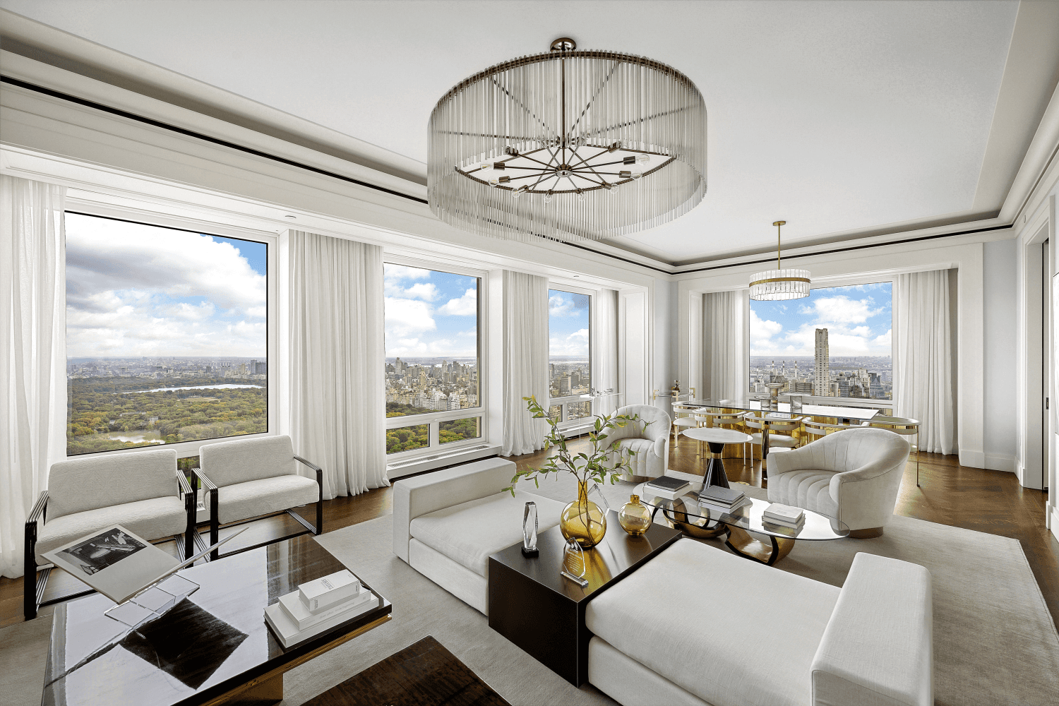 Luxurious Half Floor Residence with 75 Feet of Central Park Frontage at 220 Central Park SouthThis exceptional 3 bedroom, 3.