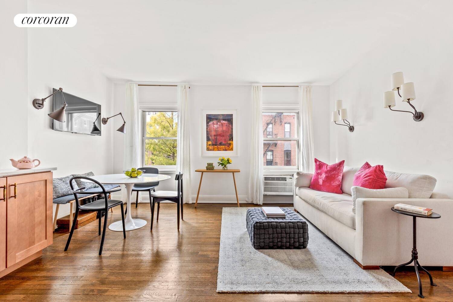 Perched on the top floor of a quintessential Brooklyn Heights brownstone, this charming 1 bed, 1 bath coop blends timeless architecture with thoughtful modern upgrades.