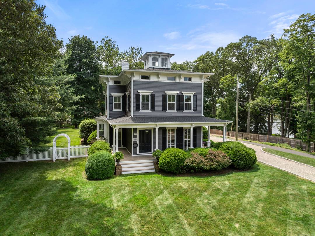 Historic just renovated Rufus Wakeman home is strategically located in Westport, CT on a beautiful, level, professionally landscaped, and private 0.