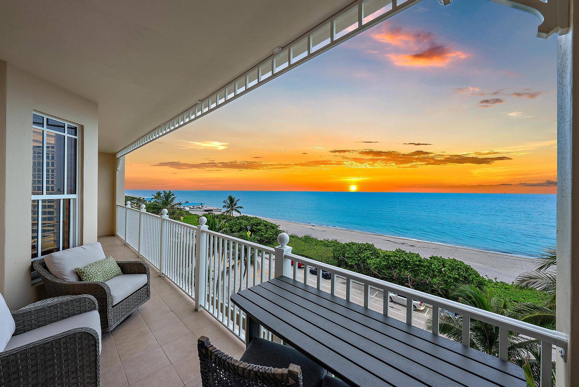 Experience luxury living in this exquisite oceanfront, direct ocean view condo residence located in the sought after Jupiter Ocean Grande Jupiter's premier oceanfront condo community.