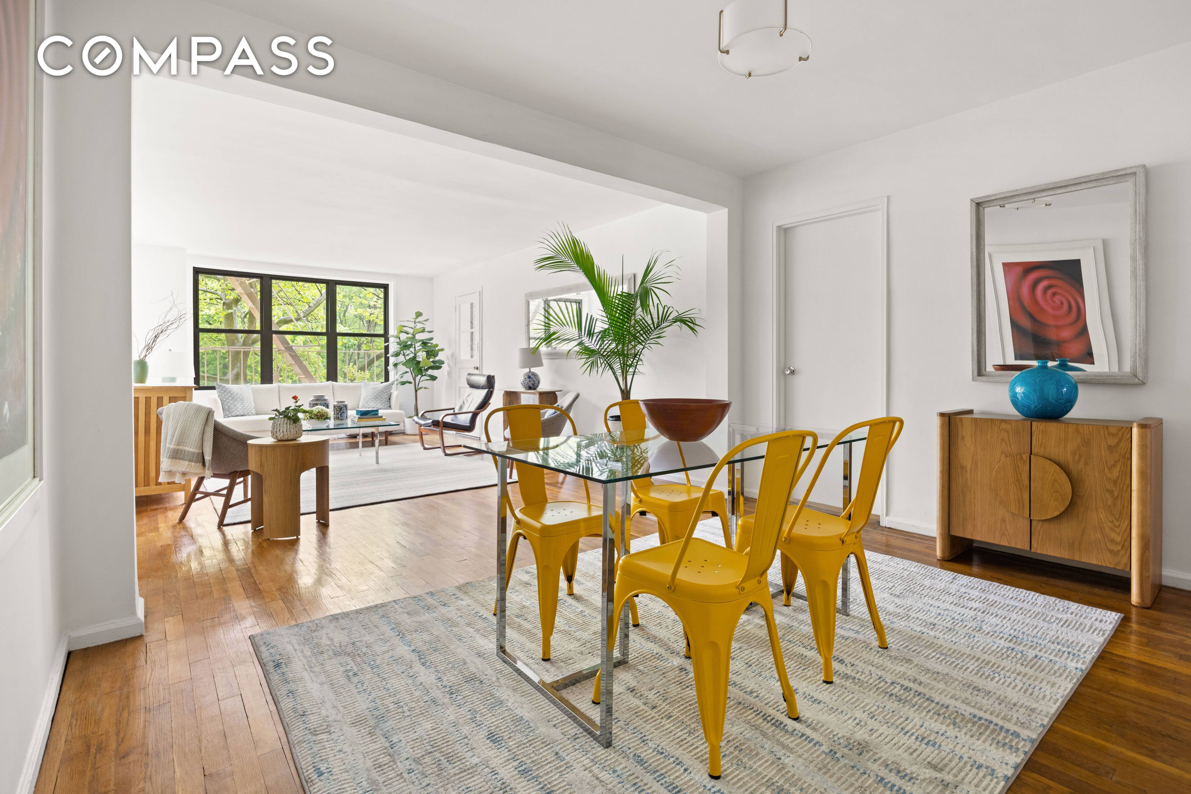 This expansive 2 bedroom, 2 bath home with sweeping views of Prospect Park is filled with sunshine from the southfacing windows of your living room and terrace.