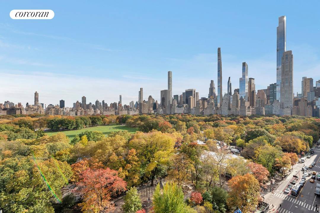 A truly rare offering on Central Park West a high floor corner residence with uninterrupted south and east panoramic views of Central Park and the city skyline through oversized picture ...