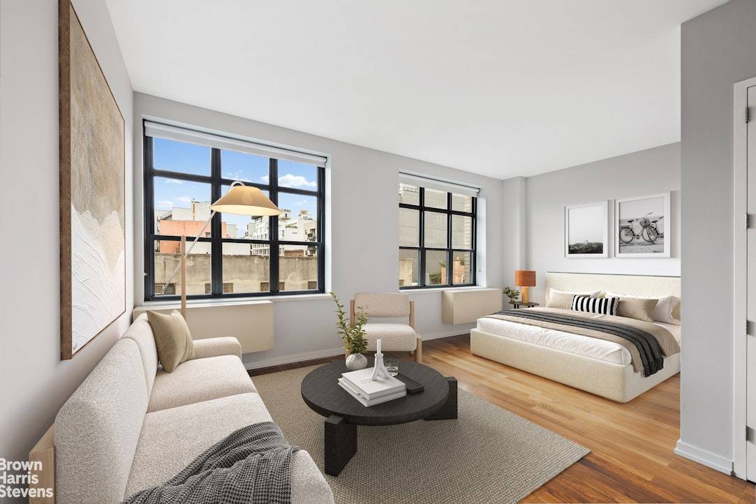 Welcome to this rarely available loft like studio and convertible one bedroom home.