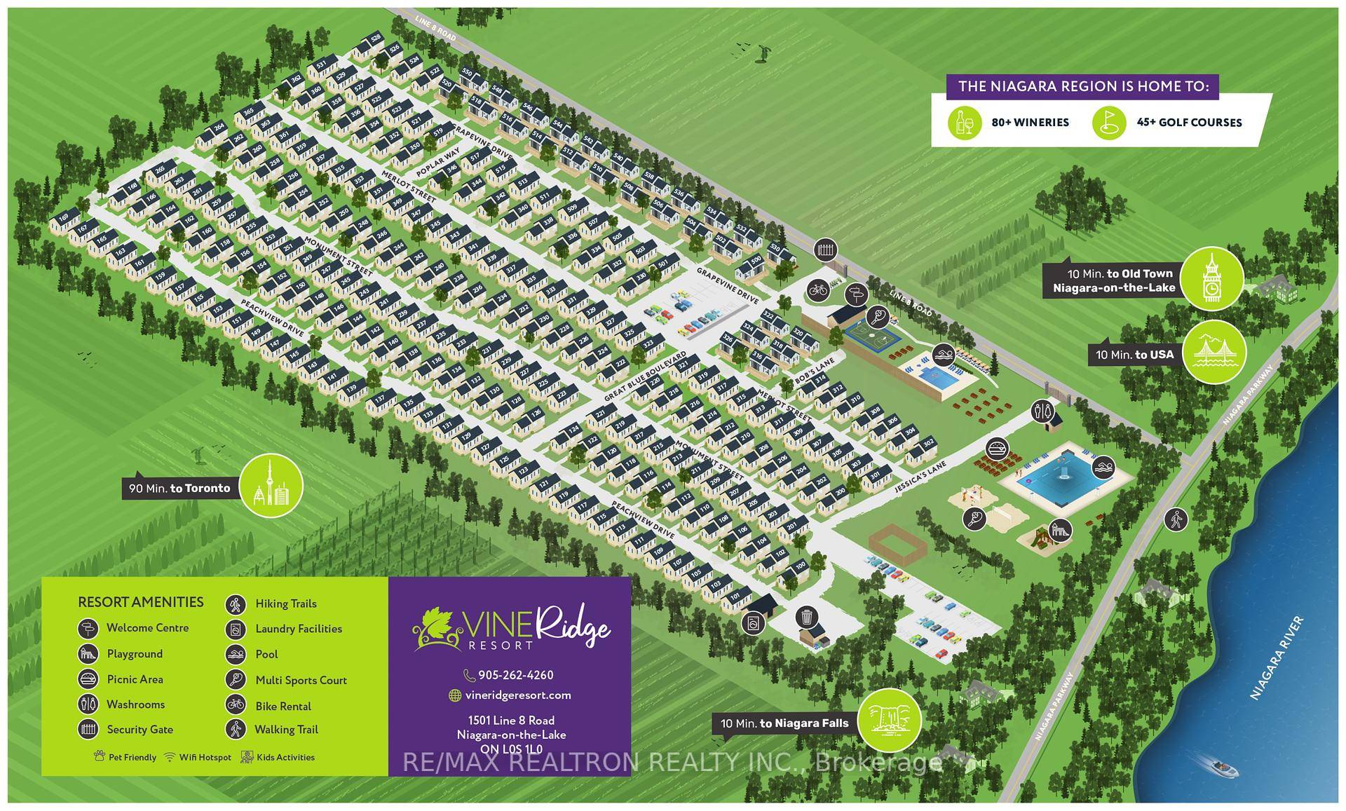 Largest Model3 bedroom, 2 full bathroom cottage at Vine Ridge Resort in Queenston open from May 1st to October 31st.