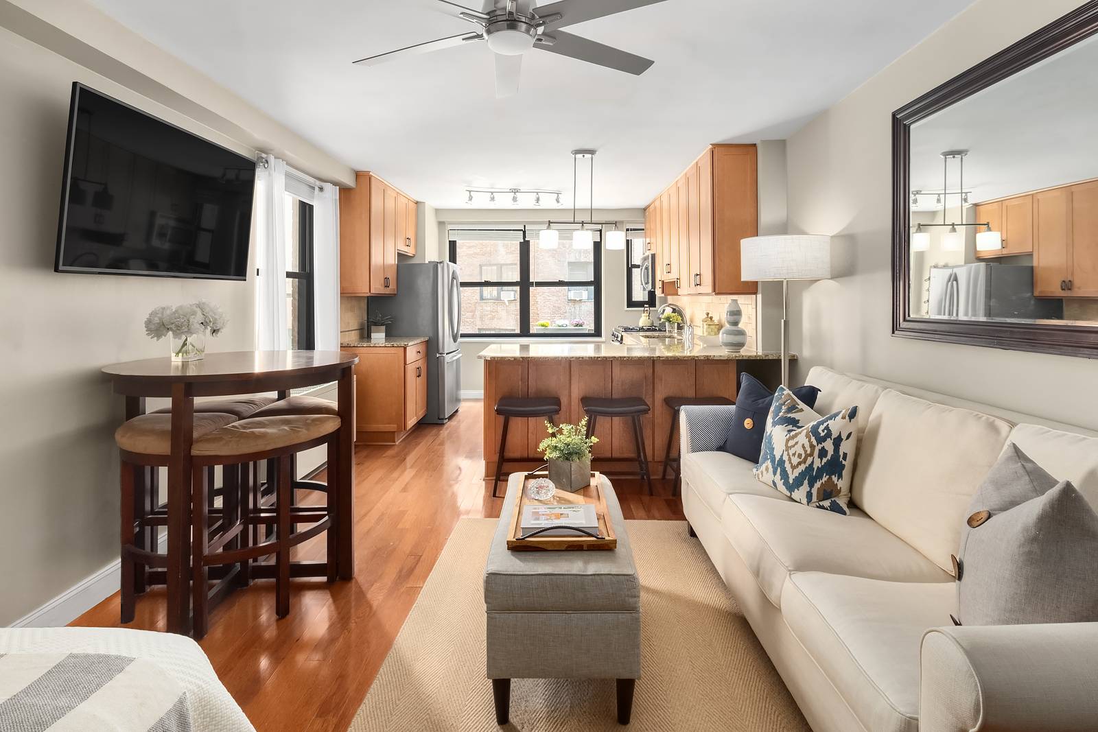 This renovated, serenely quiet, and spacious studio has impressively LOW maintenance.