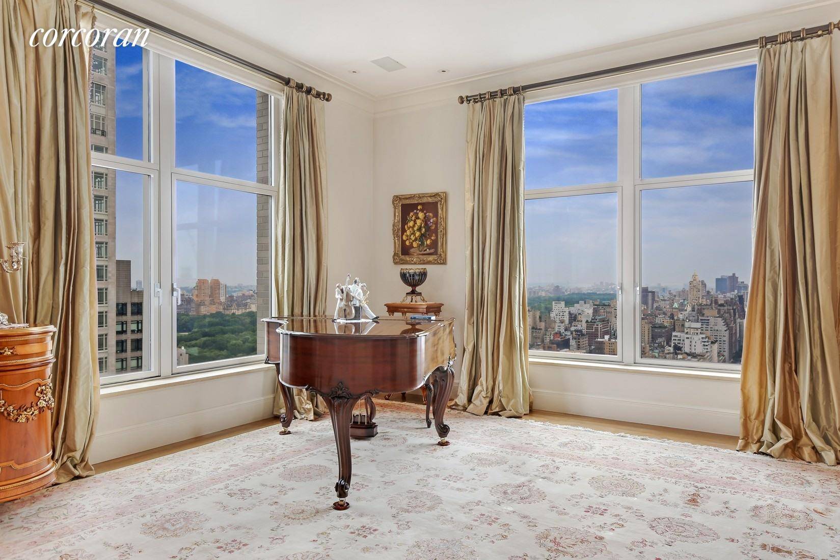 Spectacular, sweeping views, from this sublime four to five bedroom, four bathroom plus two powder room condominium duplex at the iconic 515 Park Avenue.