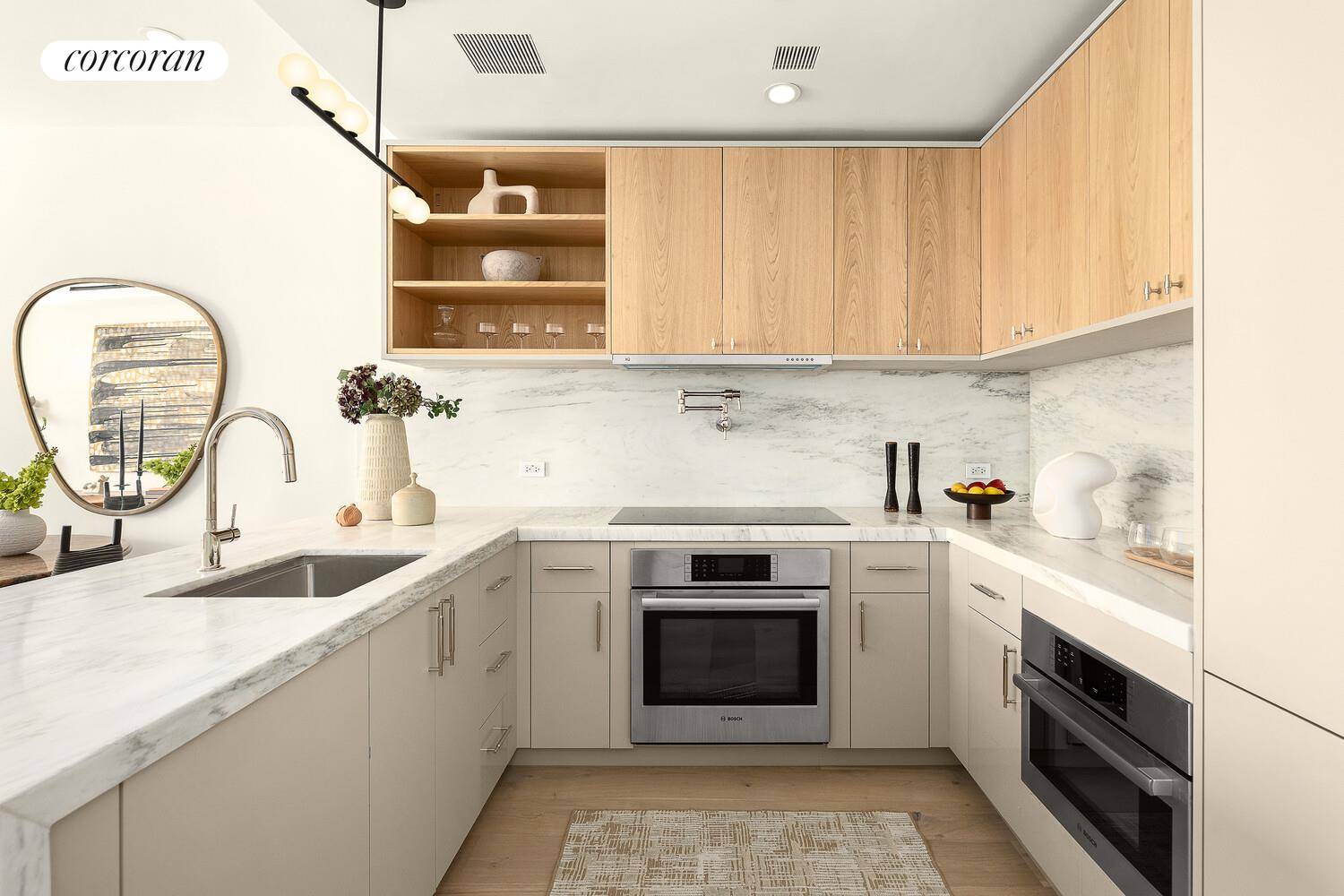 New Greenpoint Condo Building Residence 1A is a spacious three bedroom, three and a half bath condo with double height living room and incredible private outdoor space with a grill.