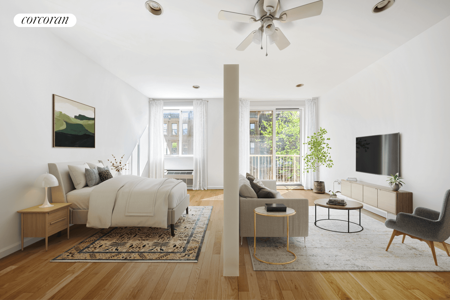 This spacious, south facing studio condo at Harlem Sol offers 588 square feet of thoughtfully designed living space with recent renovations and a flexible layout easily convertible to a one ...