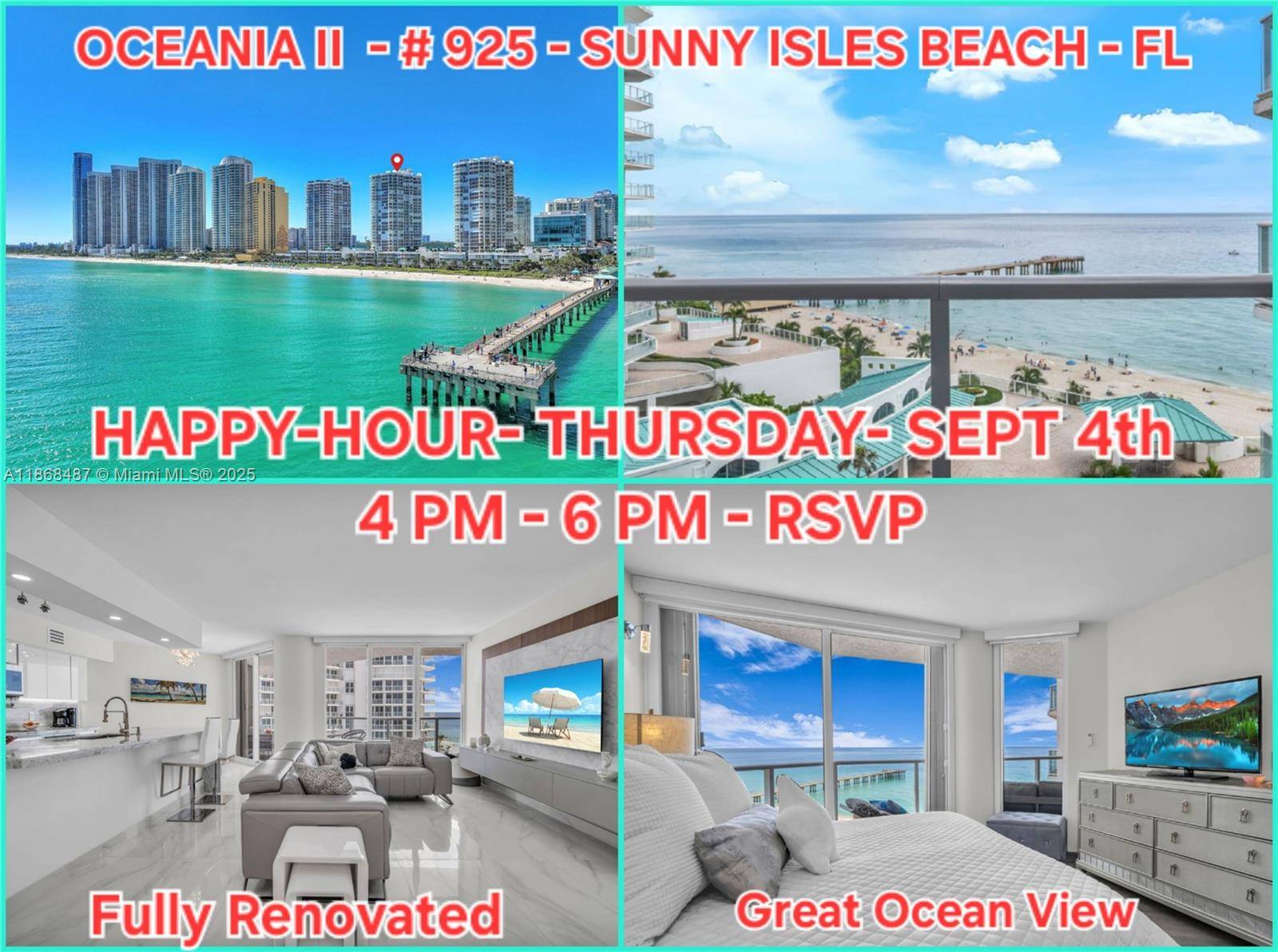 HAPPY HOUR Thurs Sept 04th 4 PM 6 PM Send your highest amp ; best dead line until Sept 16th OCEANIA II.