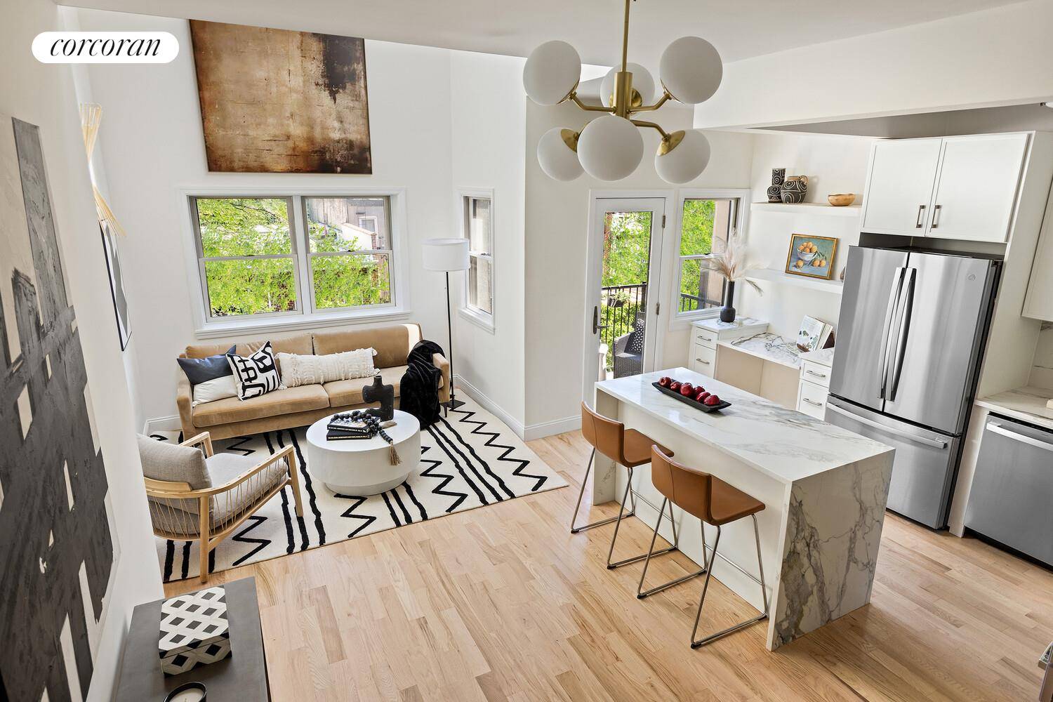 A Rare Find at the Crossroads of History and Opportunity Sponsor Unit Step into this exquisitely gut renovated one bedroom duplex, a striking blend of contemporary luxury and classic Brooklyn ...