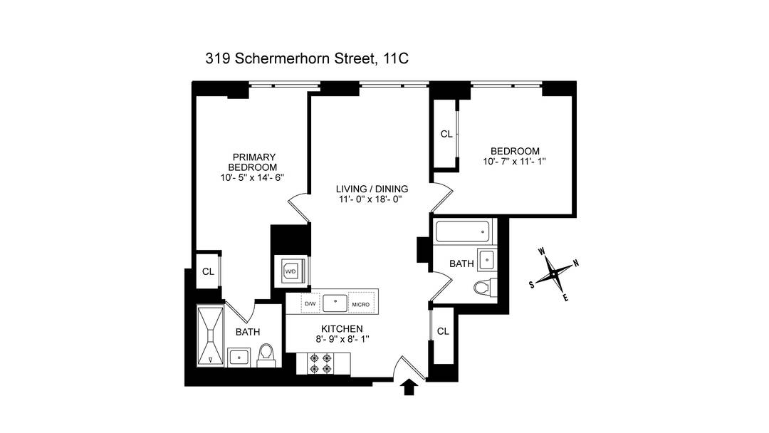 Residence 11C is an efficient well laid out two bedroom, two bathroom with an exceptional light and split bedroom layout.