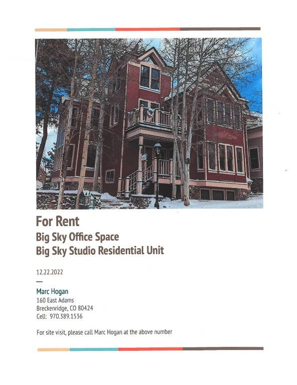 Iconic Breckenridge Office Space for Lease !